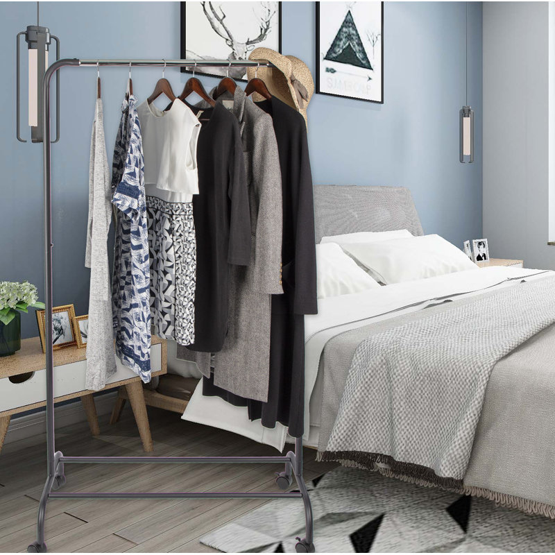 Rebrilliant Kitterman 37.5" Metal Single Bar Garment Rack Wayfair